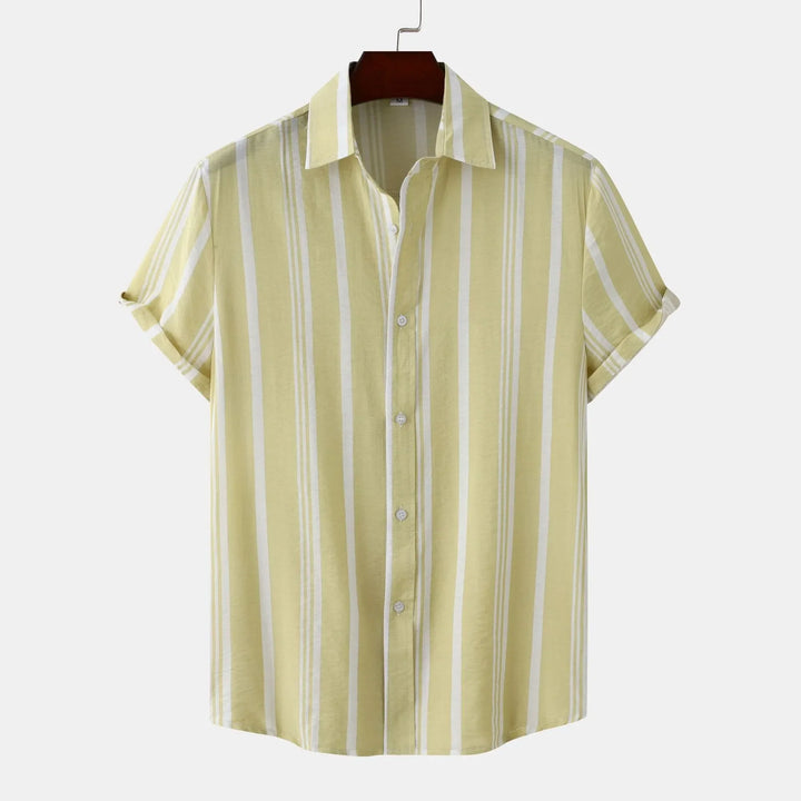 Men's Plus Size Striped Short Sleeve Button-Down Shirt