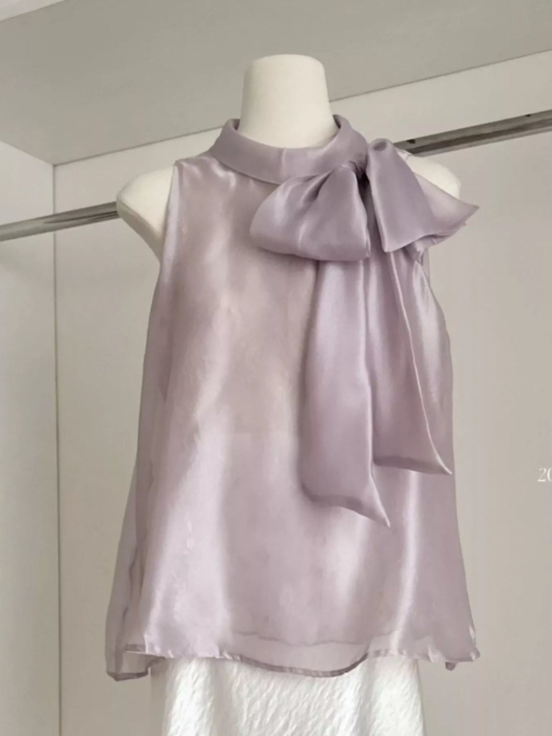 Bow Chiffon Sleeveless Top