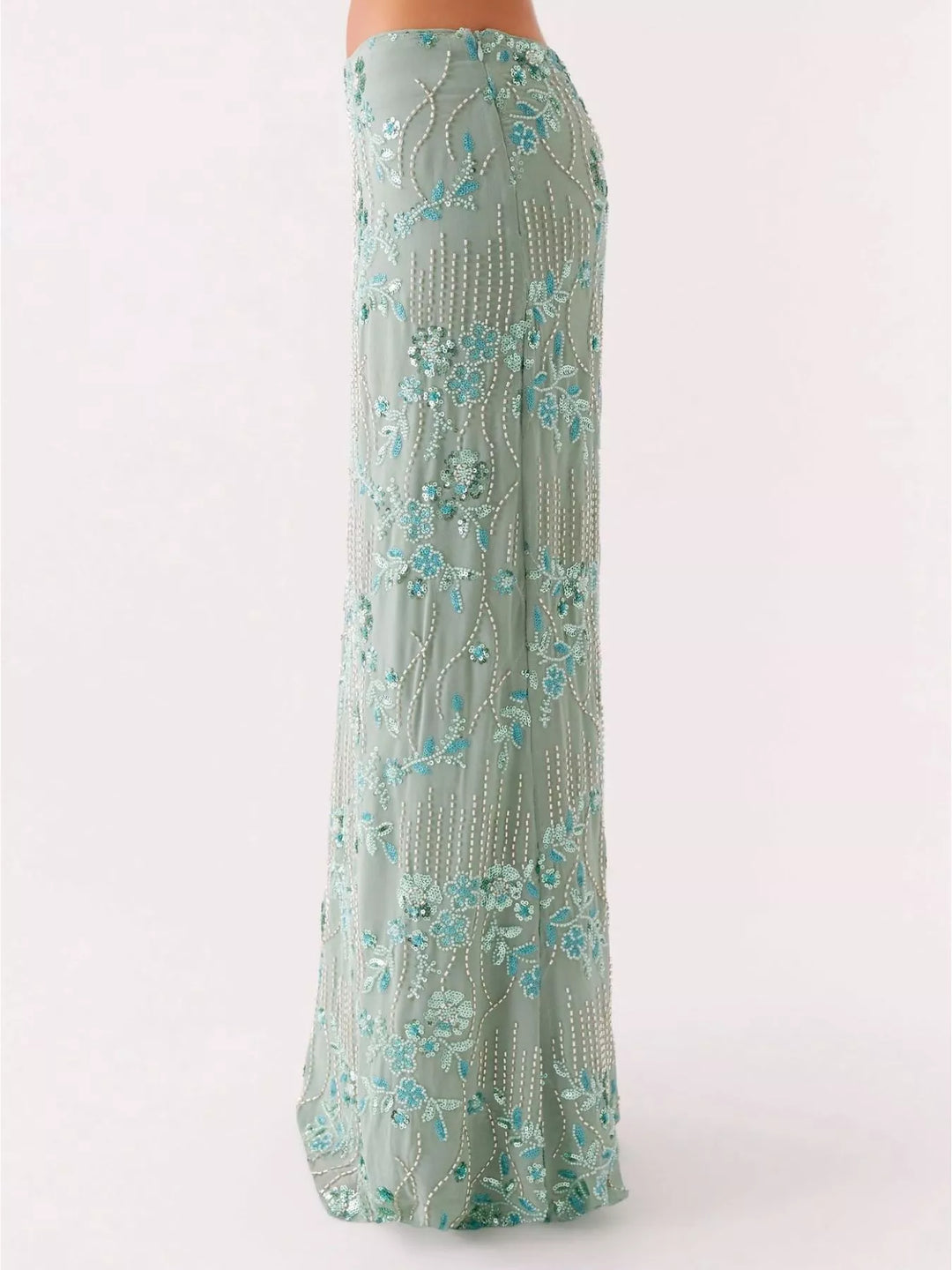 Sequin Embroidered Maxi Skirt