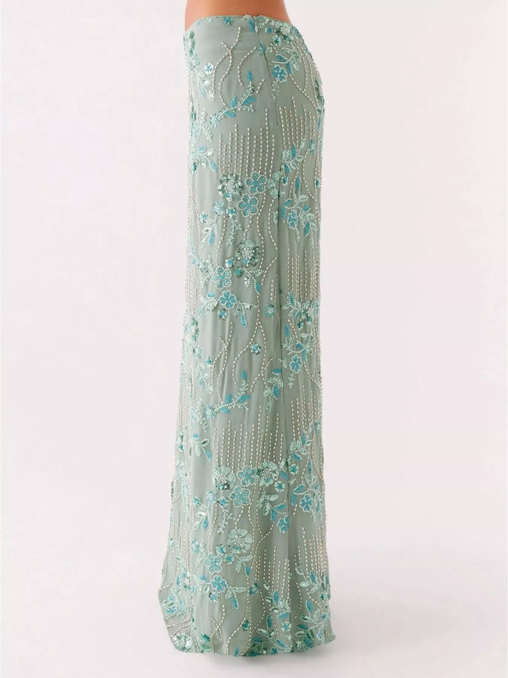 Sequin Embroidered Maxi Skirt