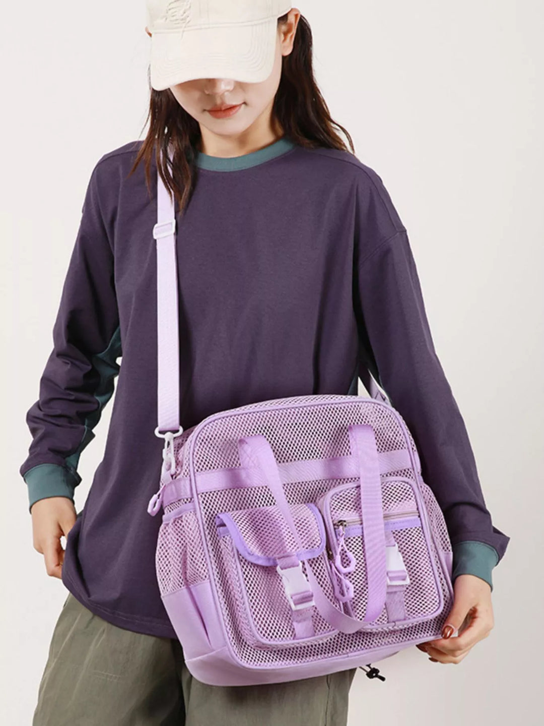 Nylon Crossbody Bag with Buckle Details
