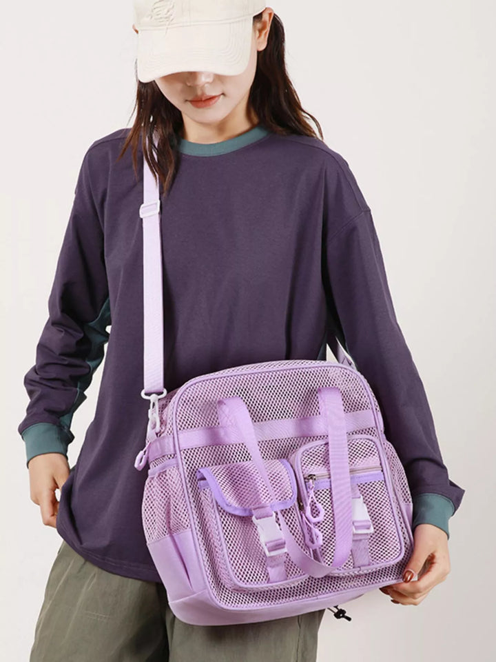 Nylon Crossbody Bag with Buckle Details