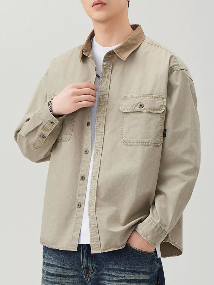 Men's Plus Size Button Up Long Sleeve Shirt