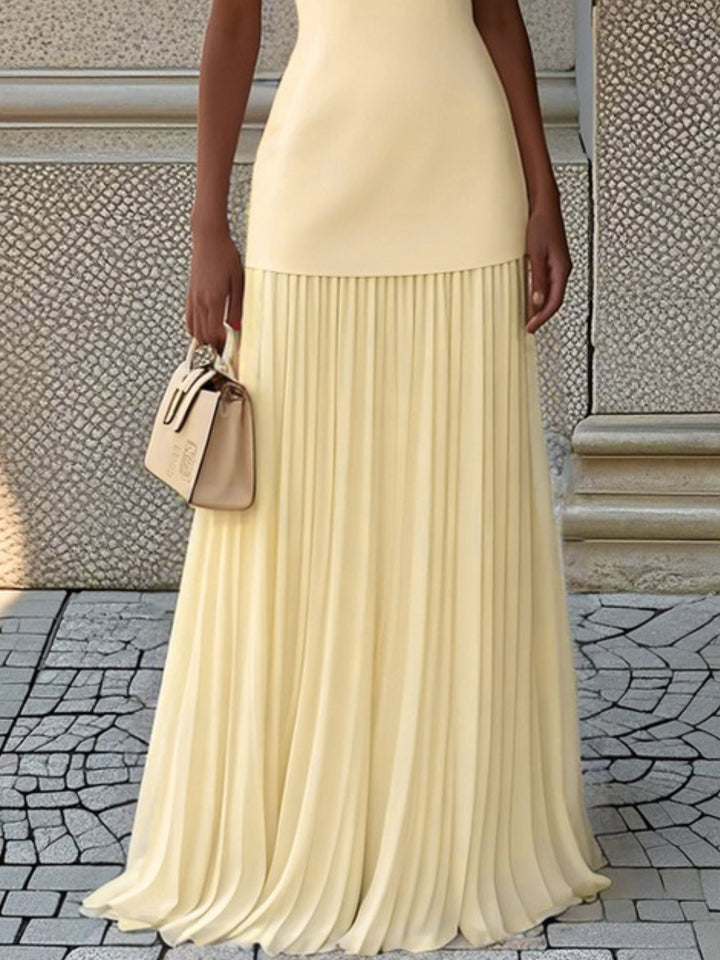 Full Size Sleeveless Top and Pleated Maxi Skirt Set Plus Size