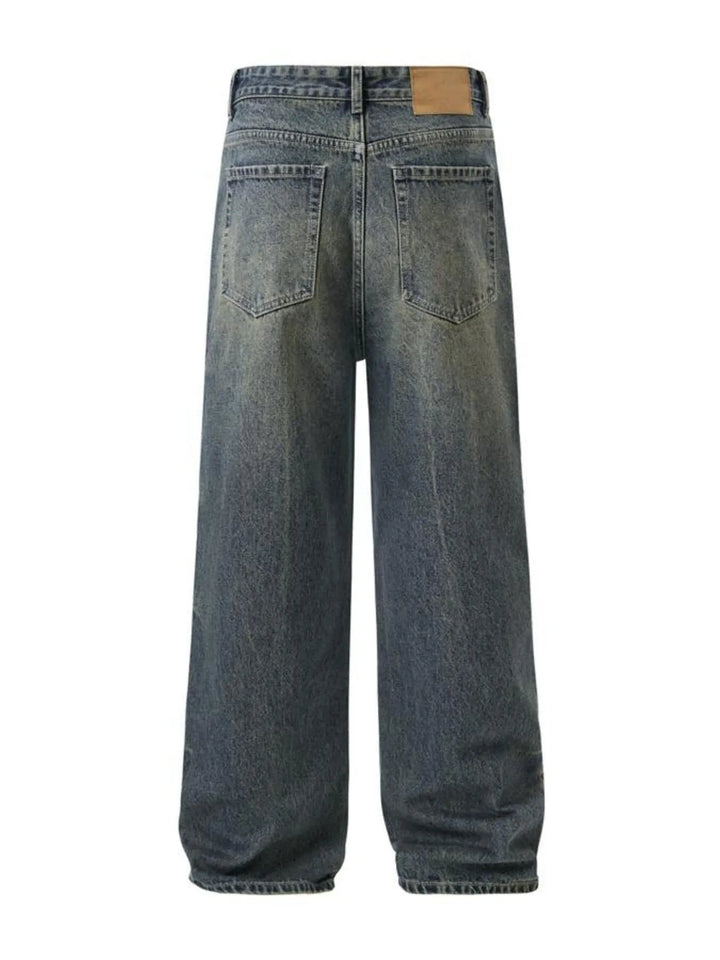 Men's Full Size Vintage Wash Wide Leg Jeans Plus Size