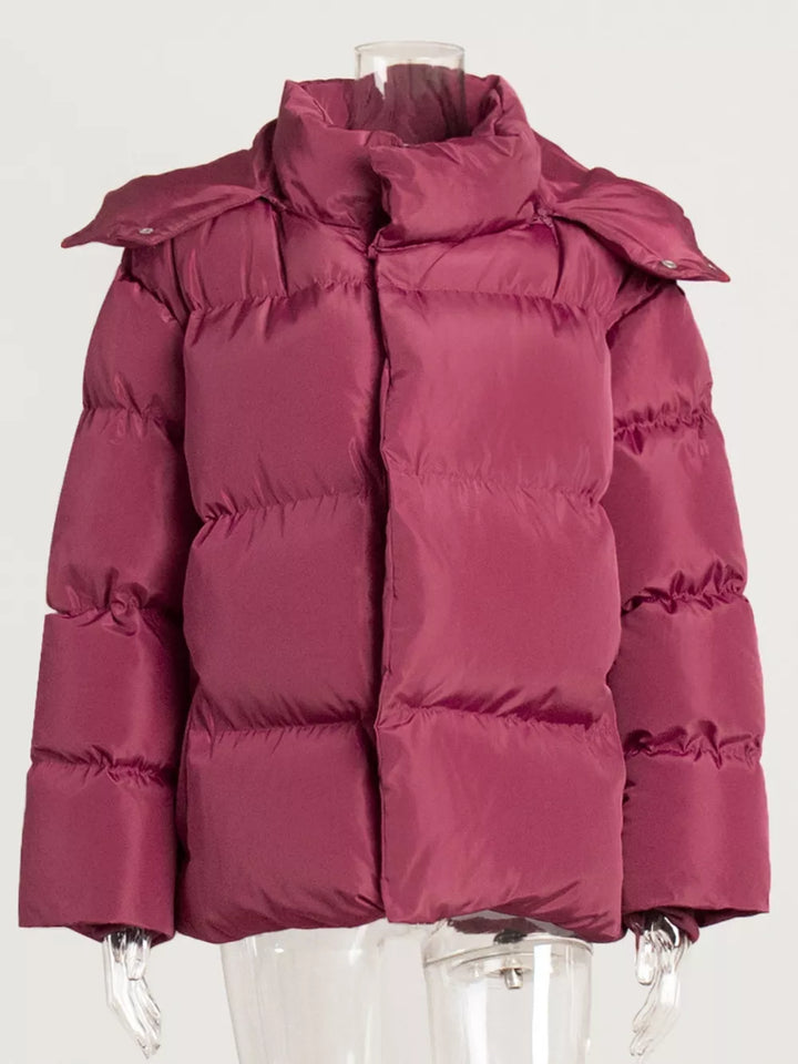 Pocketed Zip Up Hooded Puffer Jacket