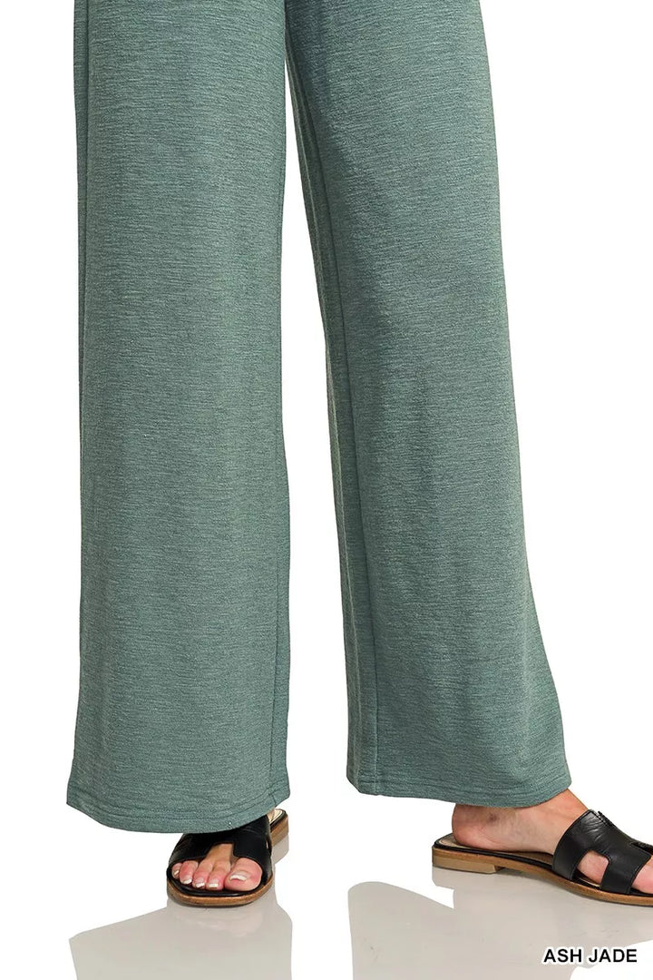 Zenana Cotton Slub Short Sleeve Tee and Pants Set
