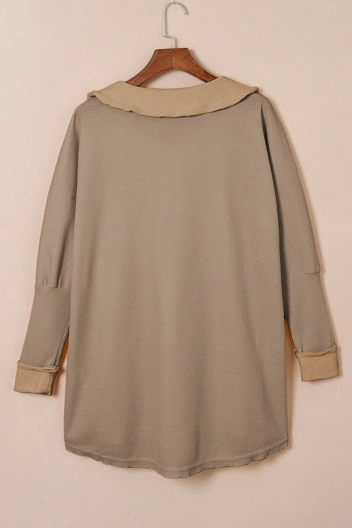 Waffle Knit Button Front Dress