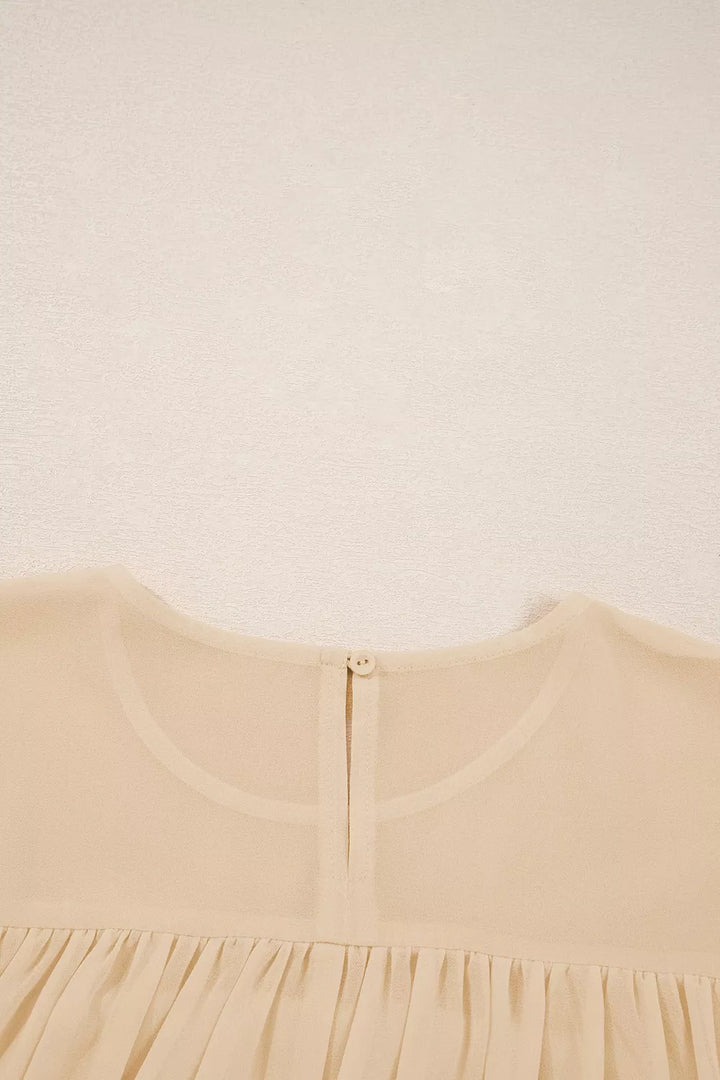 Round Neck Ruffle Sleeve Blouse