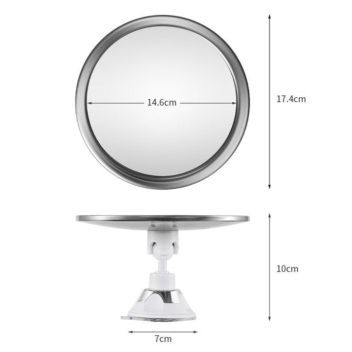 Bathroom Anti-fog Mirror With 360-degree Rotating Suction Cu Silver Color