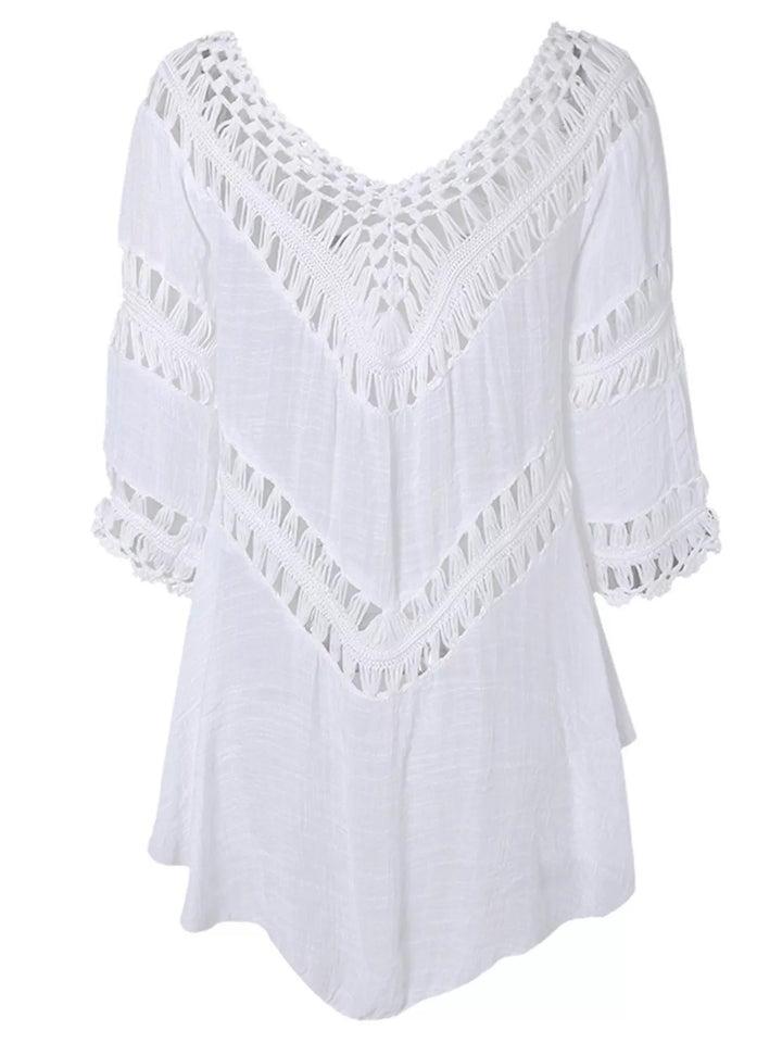 Crochet Trimmed Flowy Cover Up Dress