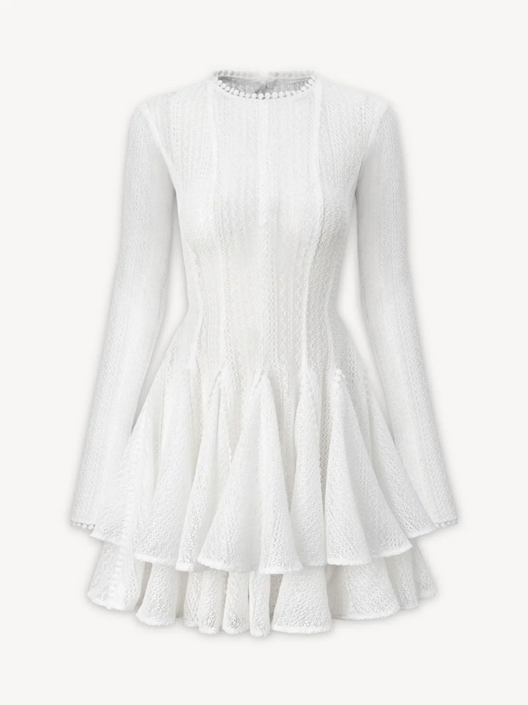 Layered Round Neck Long Sleeve Dress