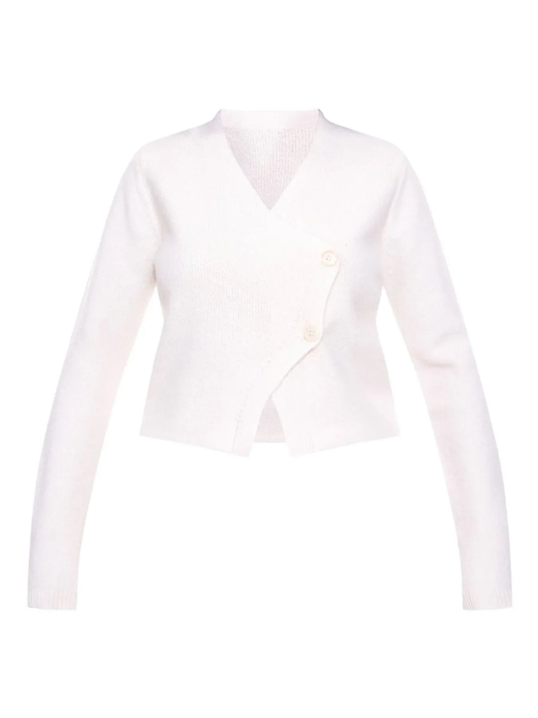 Cropped V-Neck Button-Up Cardigan