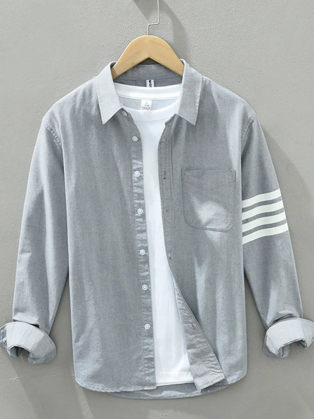 Men's Plus Size Button-Up Shirt with Stripe Detail