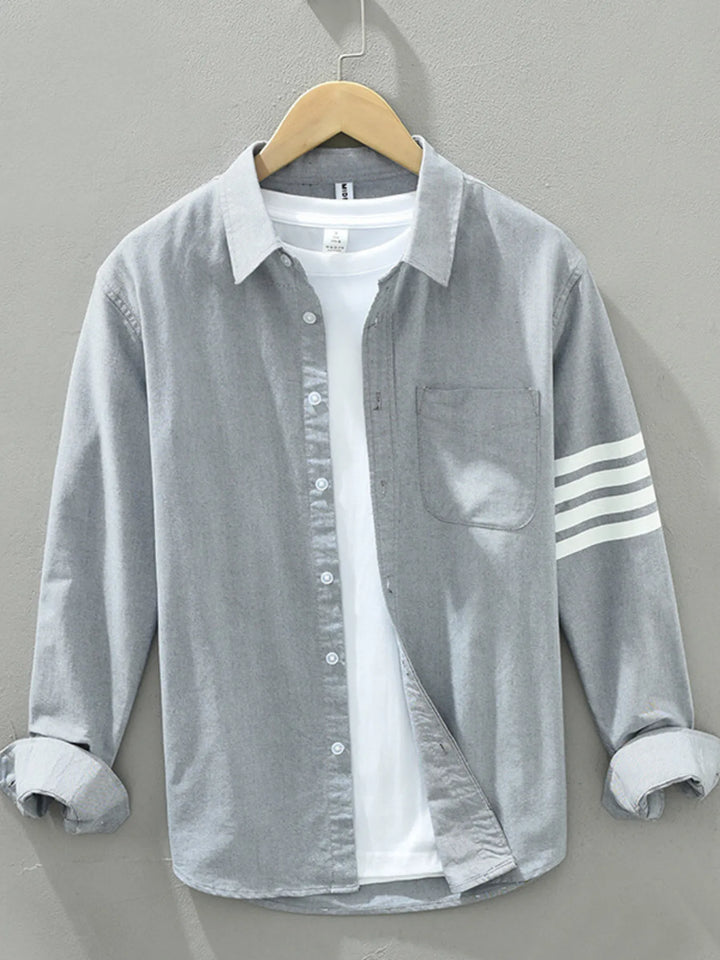 Men's Plus Size Button-Up Shirt with Stripe Detail