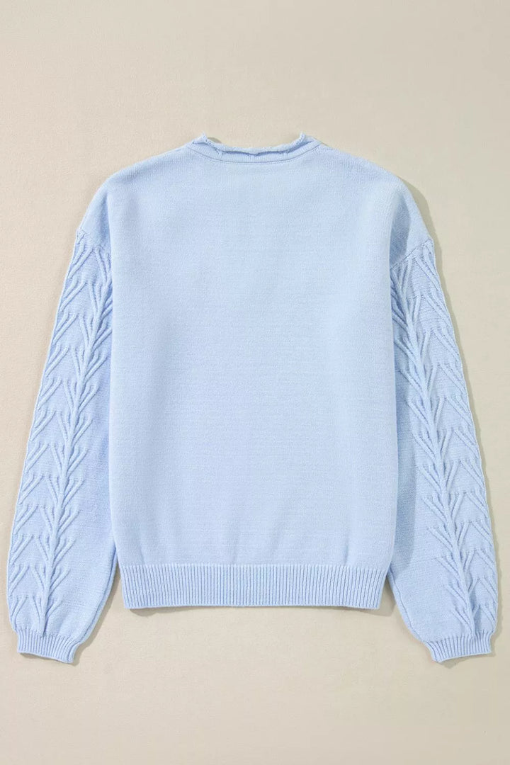Daisy Notched Long Sleeve Sweater