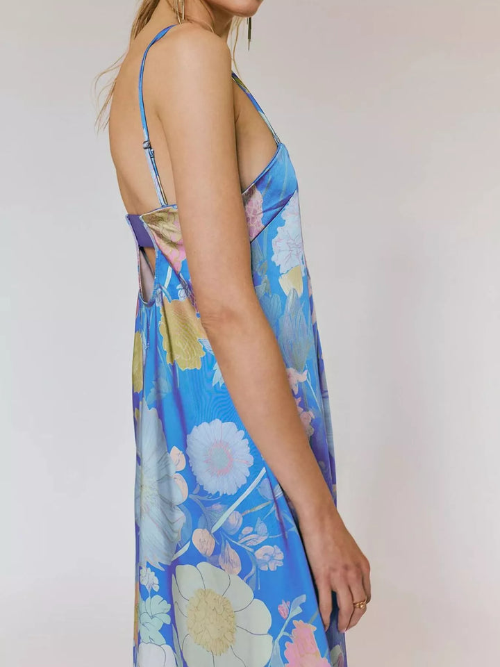 Floral Print Sleeveless Maxi Dress