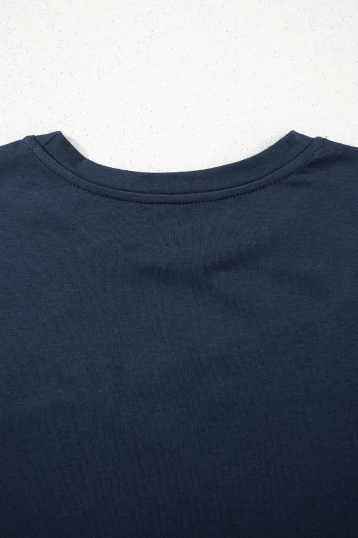 Solid Color Round Neck T Shirt