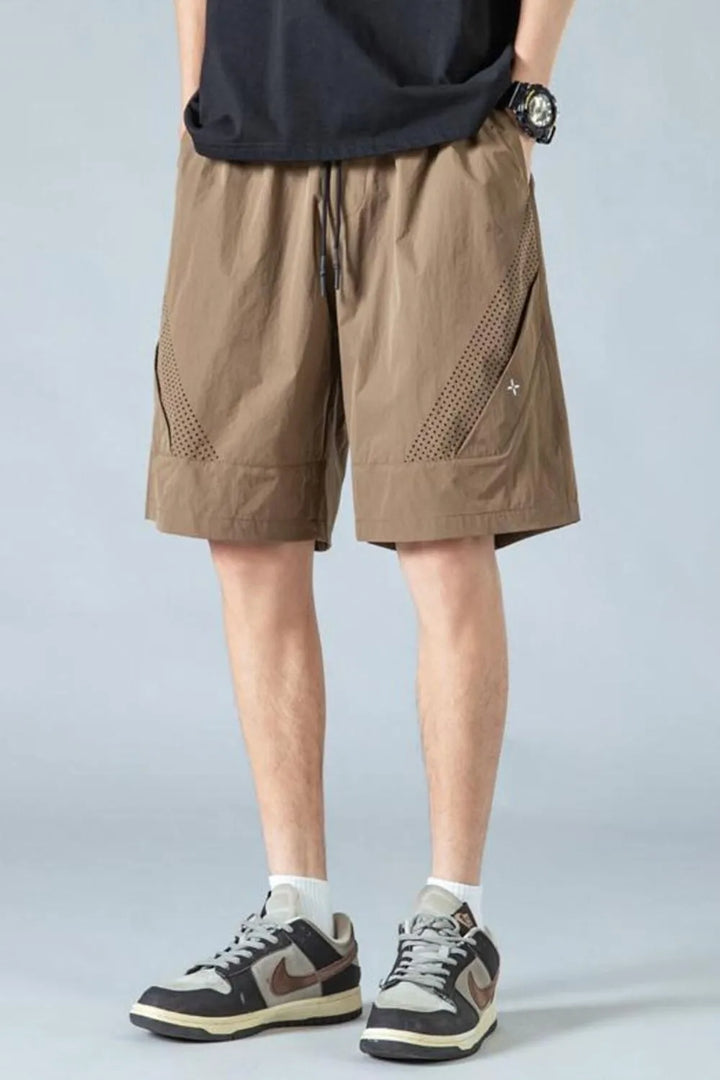 Men's Plus Size Mesh Panel Training Shorts with Drawstring Waist