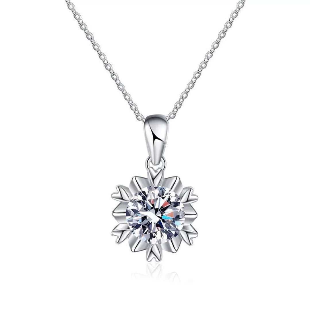 1 Carat Moissanite 925 Sterling Silver Flower Necklace