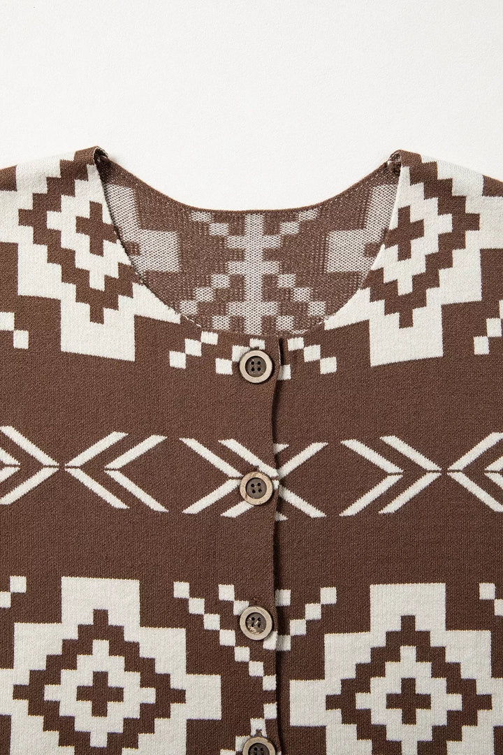 Western Geometric Pattern Sleeveless Knit Sweater Vest