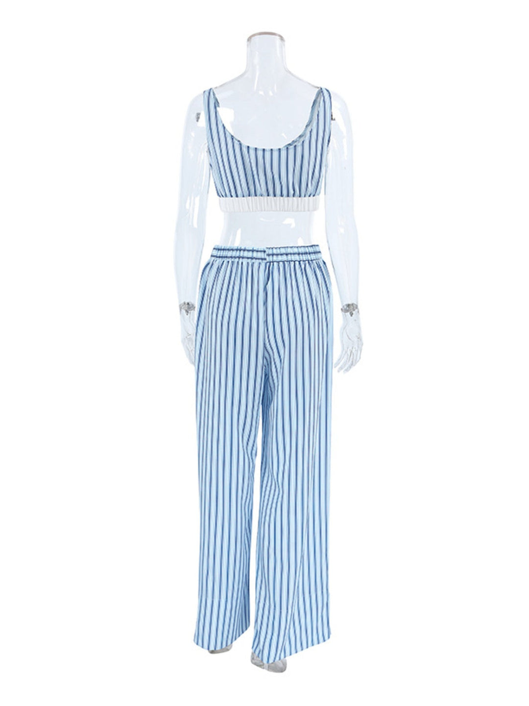 Striped Cami & Shirt and Pants Lounge Set