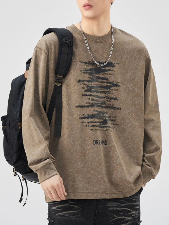 Men's Plus Size Graphic Round Neck Long Sleeve T-Shirt