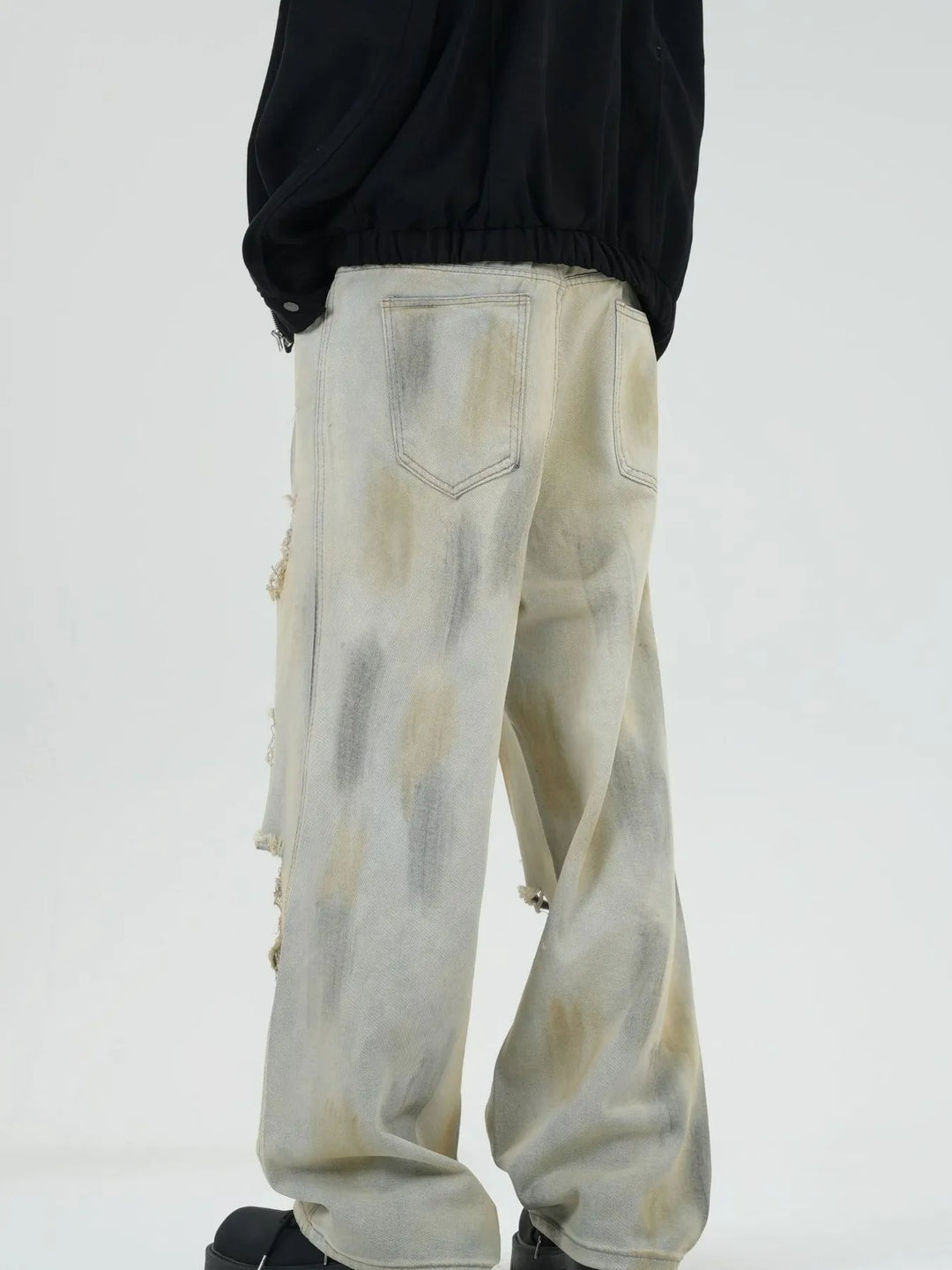 Men's Full Size Distressed Wide Leg Jeans Plus Size