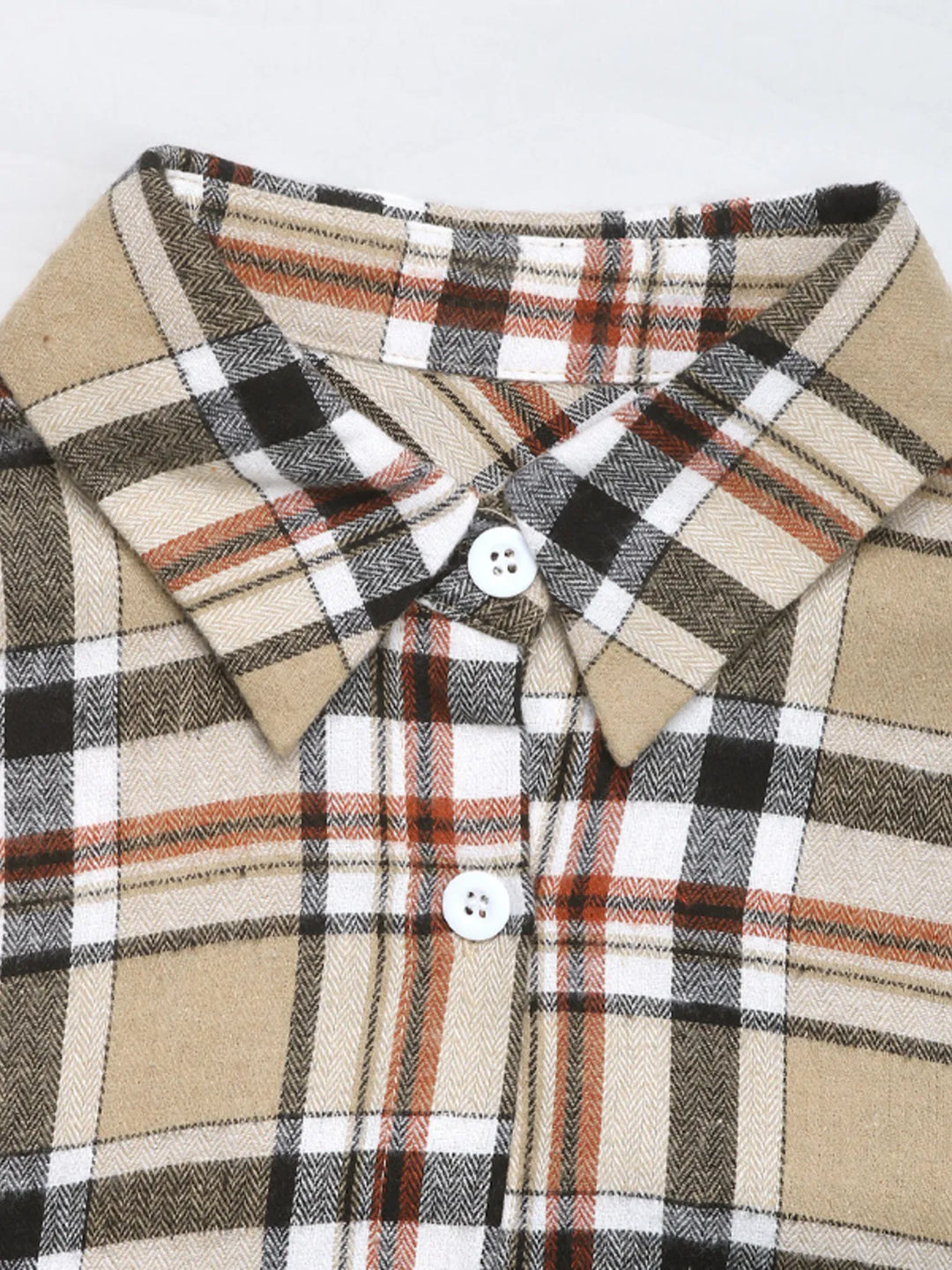 Plaid Button Up Shirt and Skirt Set