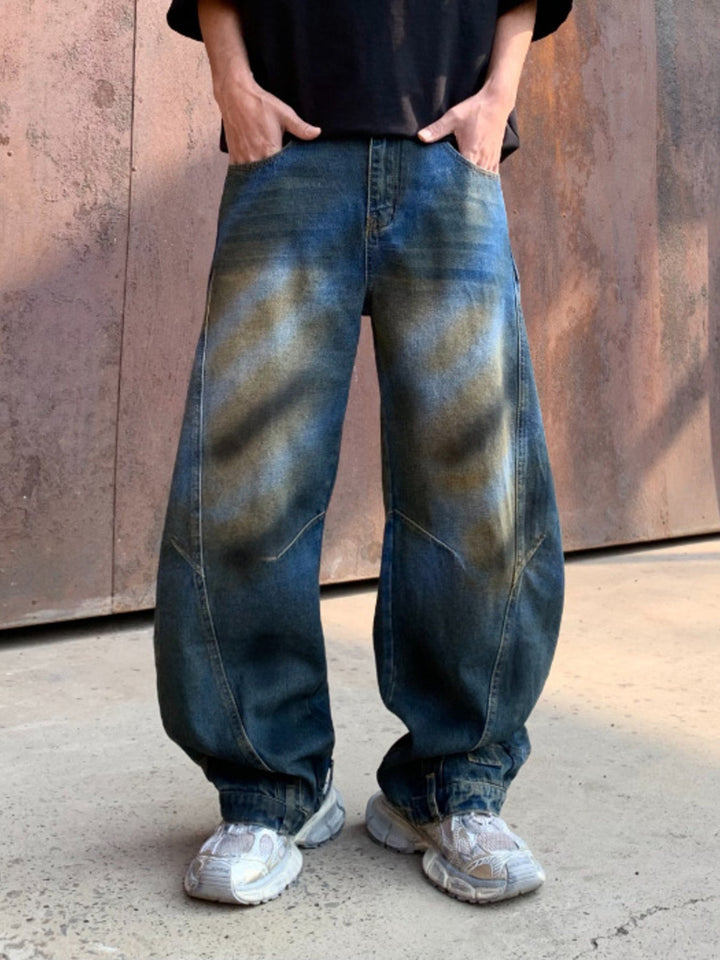 Men's Full Size Distressed Wide-Leg Jeans Plus Size