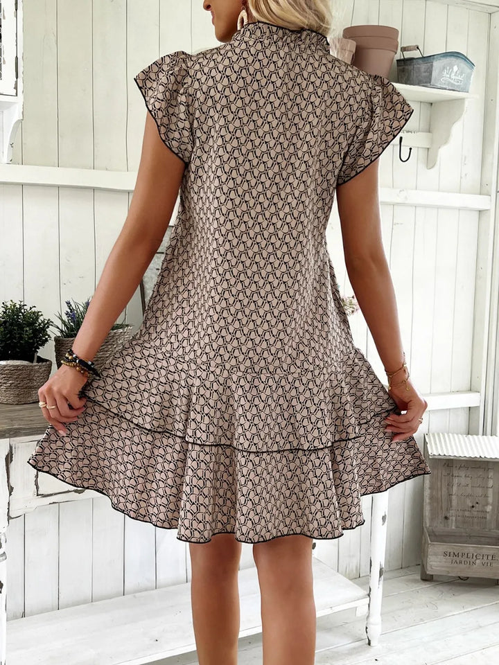 Full Size Ruffled Layered Printed Mini Dress Plus Size