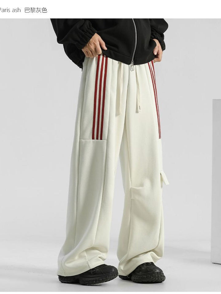 Men's Plus Size Striped Loose-Fit Casual Pants