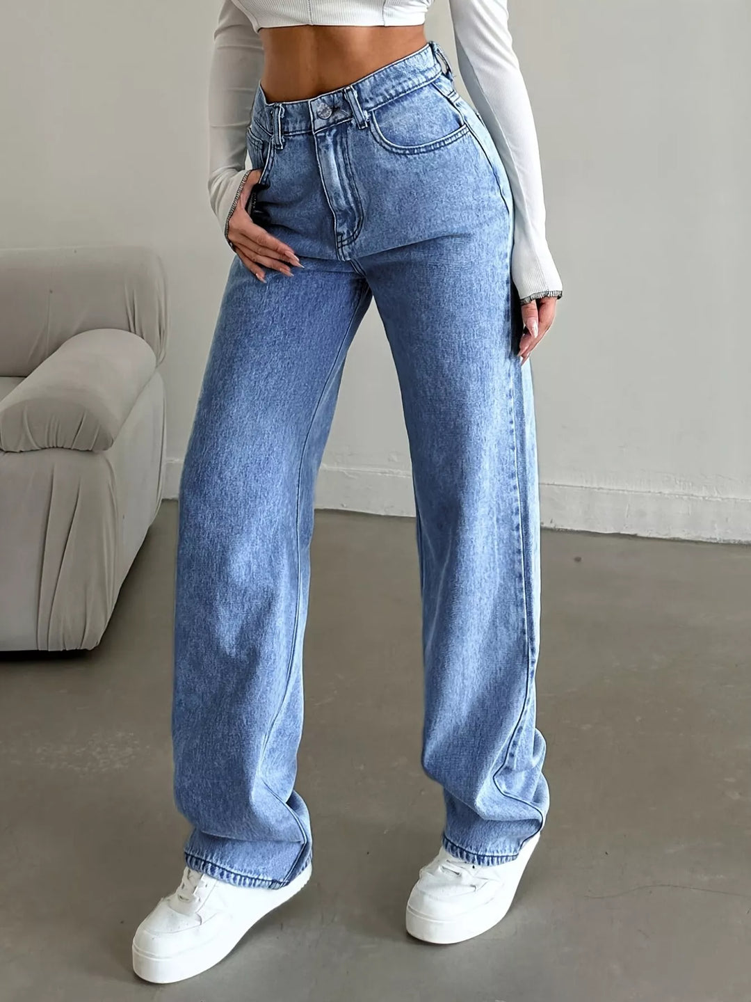 High-Waisted Wide Leg Jeans