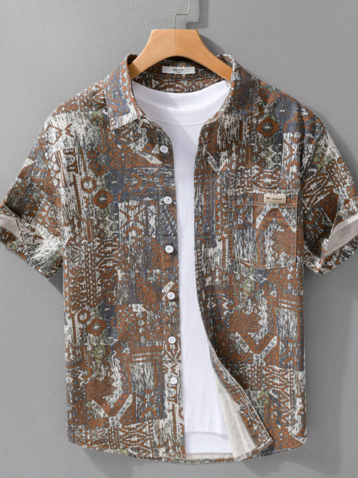 Men's Plus Size Button Up Short Sleeve Shirt
