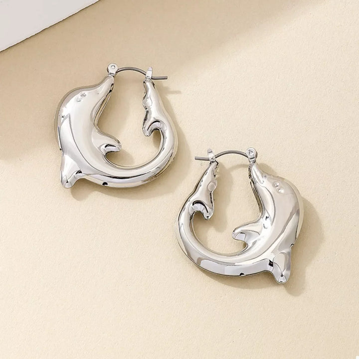 18K Gold-Plated Dolphin Hoop Earrings