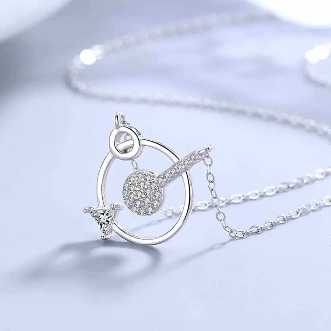 925 Sterling Silver Zircon Geometric Pendant Necklace