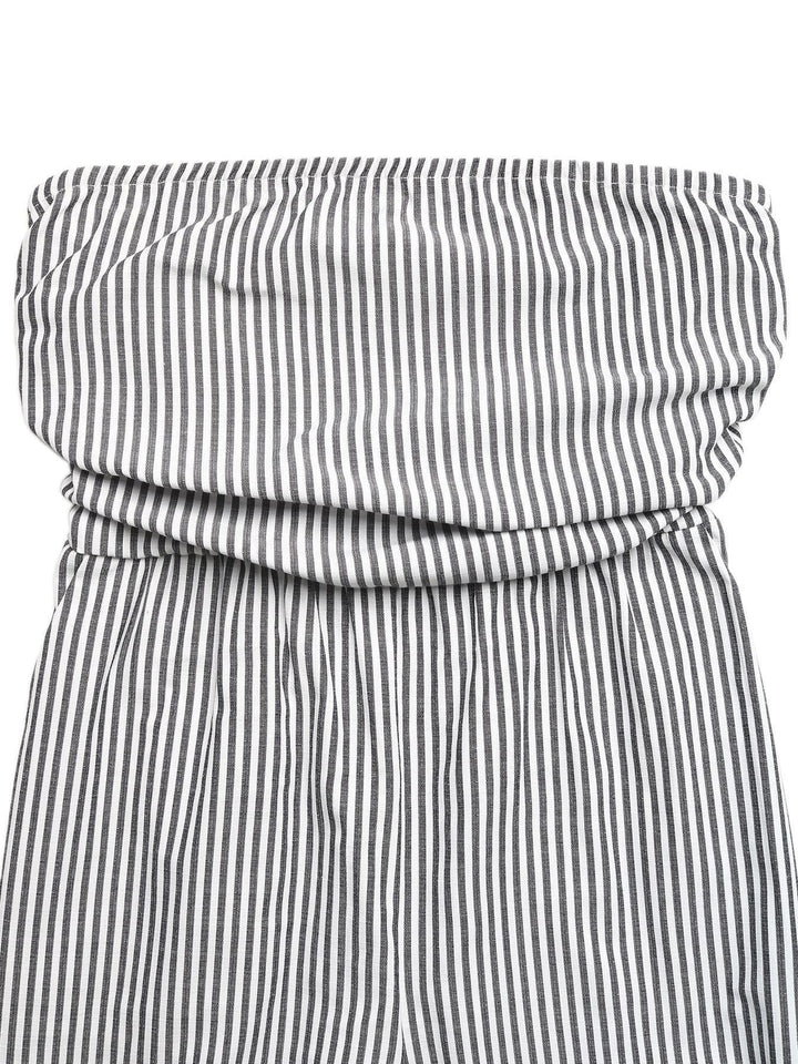 Striped Strapless Wide Leg Jumpsuit