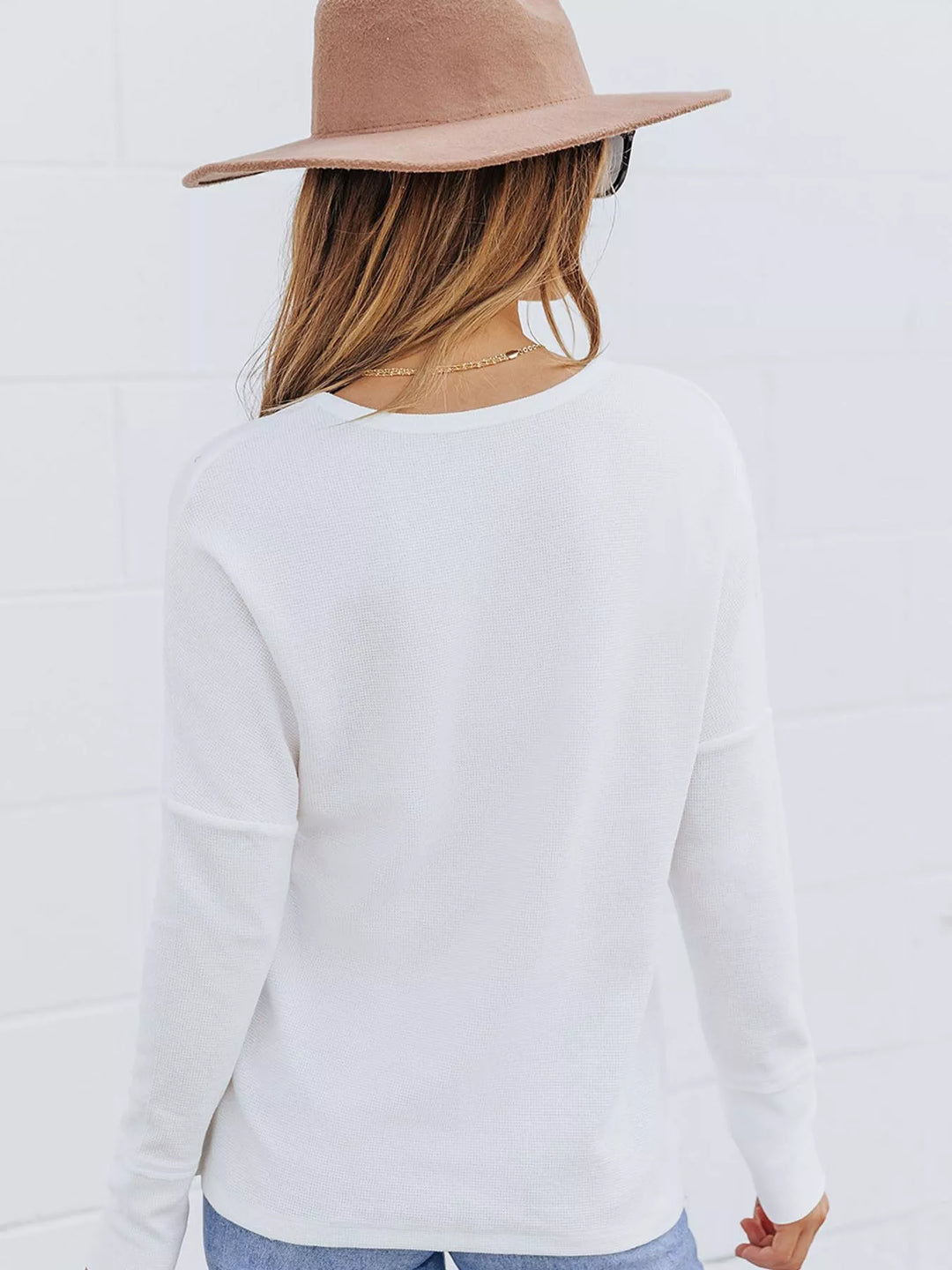 Waffle Knit Henley Top