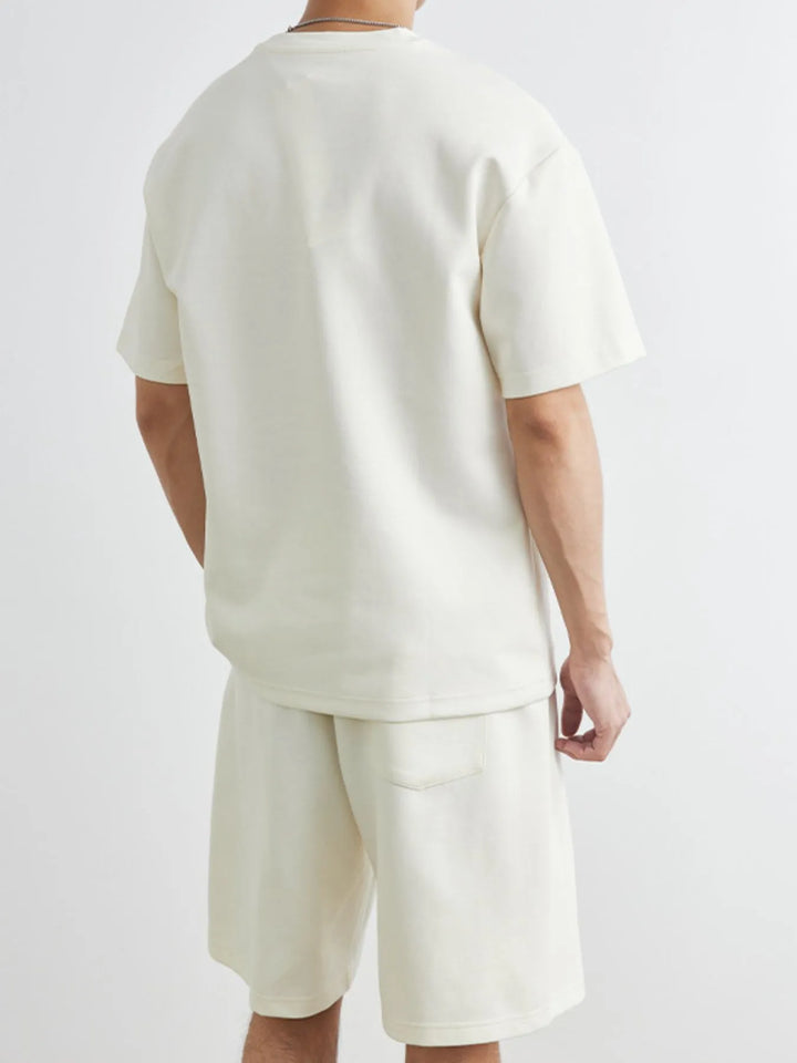Men's Plus Size Round Neck Short Sleeve Top and Shorts Set