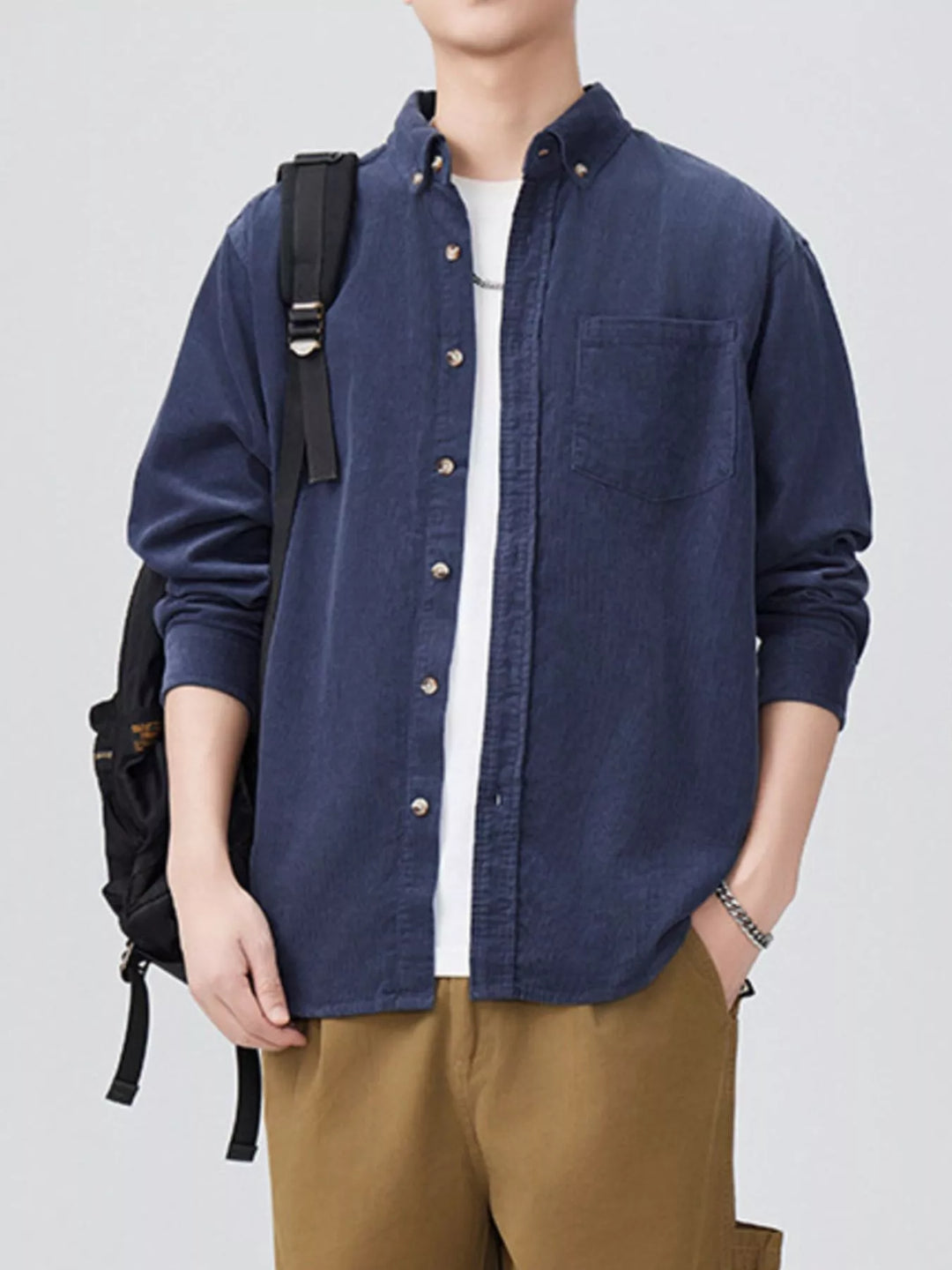 Men's Plus Size Button Up Long Sleeve Shirt