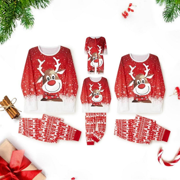 Parent-Child Two-piece Suit Elk Printing Pajamas Suit Homewear