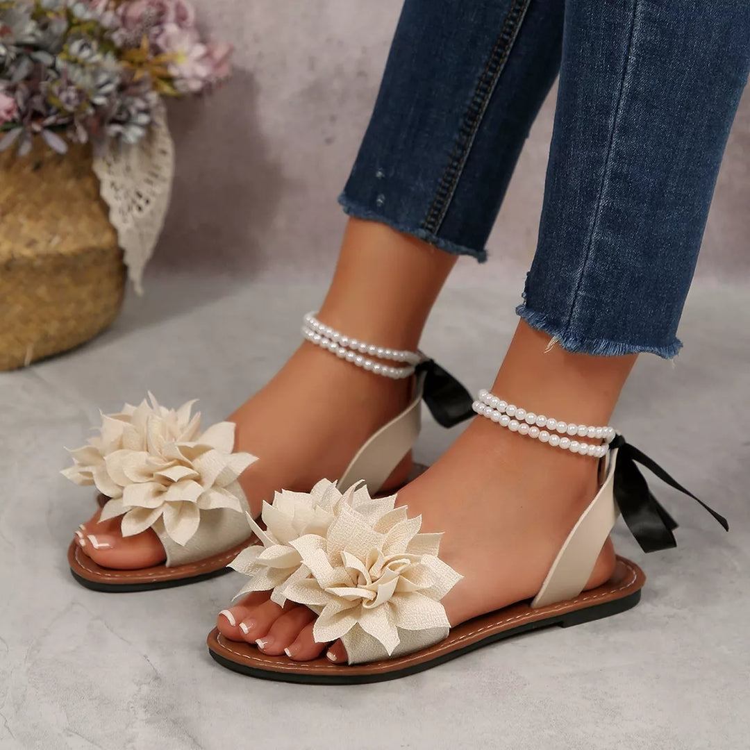 Floral Decor Flat Sandals