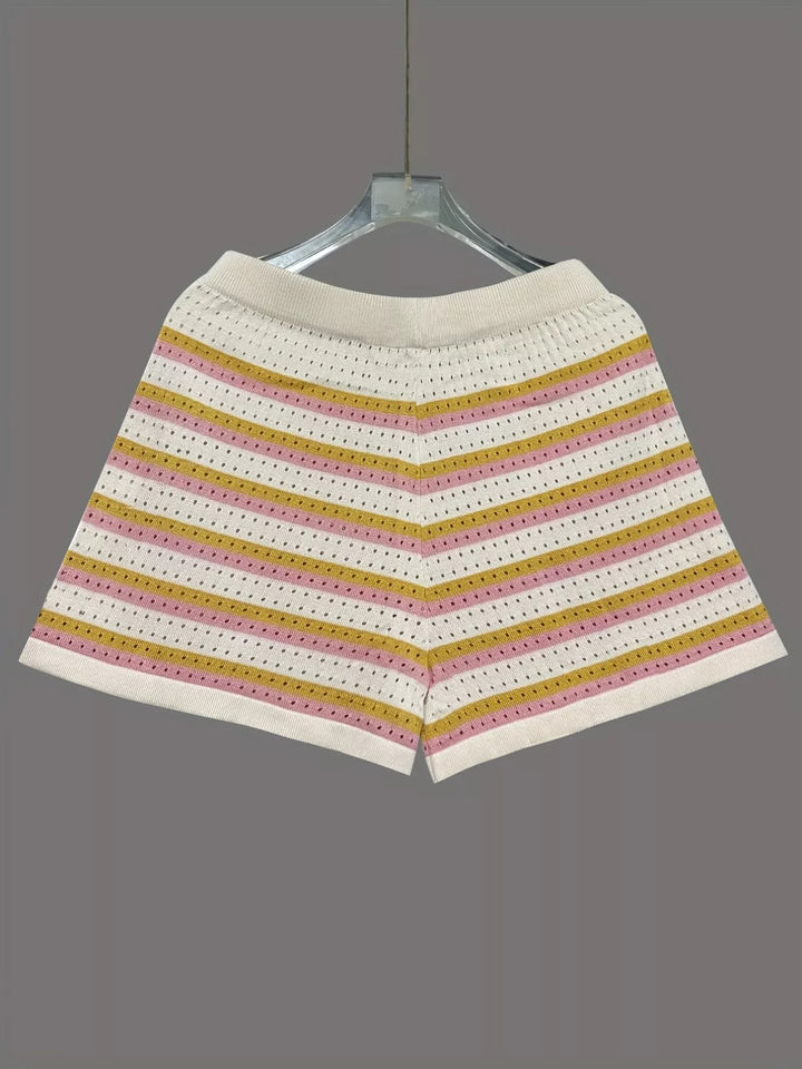 Openwork Button Up Top and Shorts Set