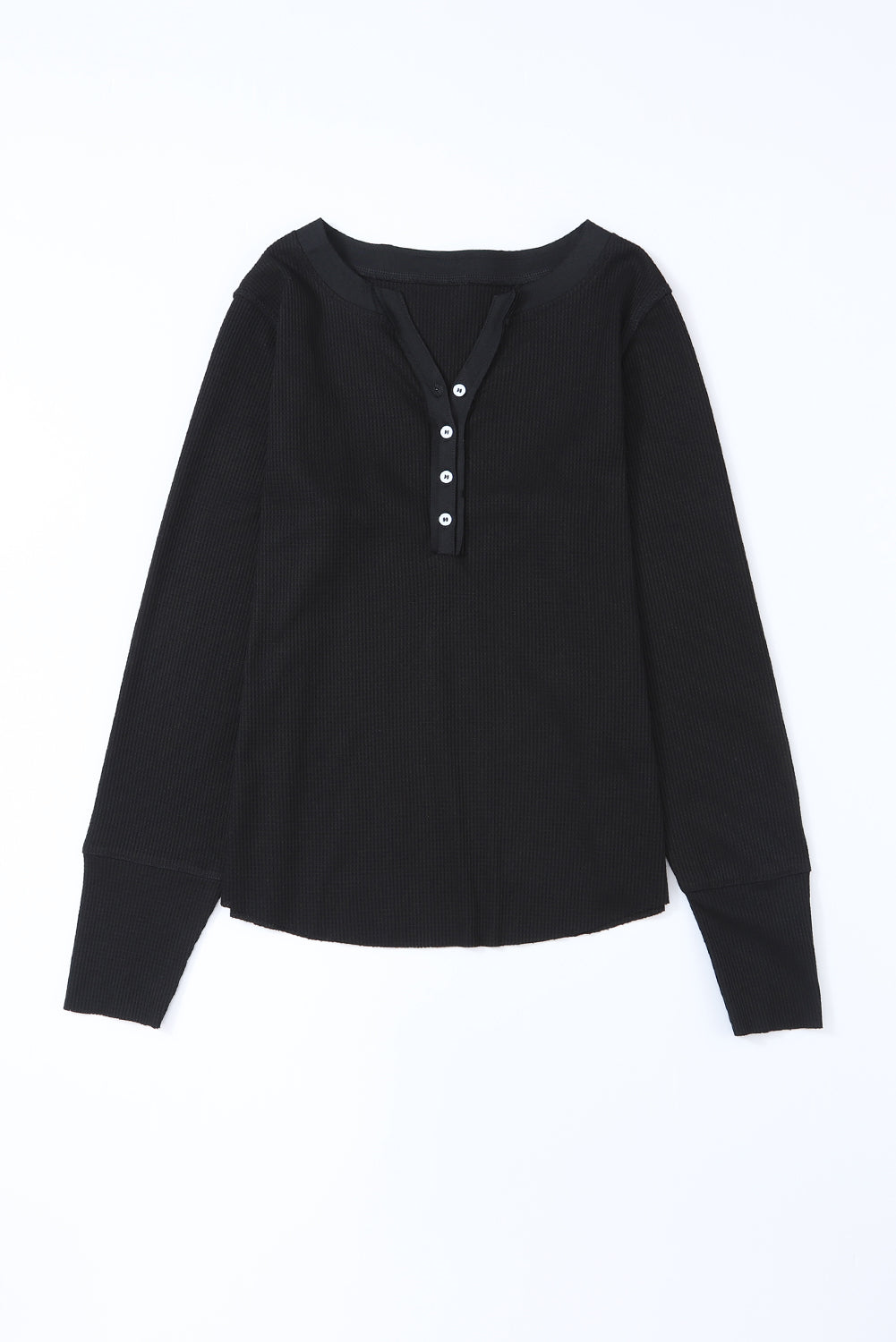Haut Henley en tricot gaufré à encolure bordée de noir