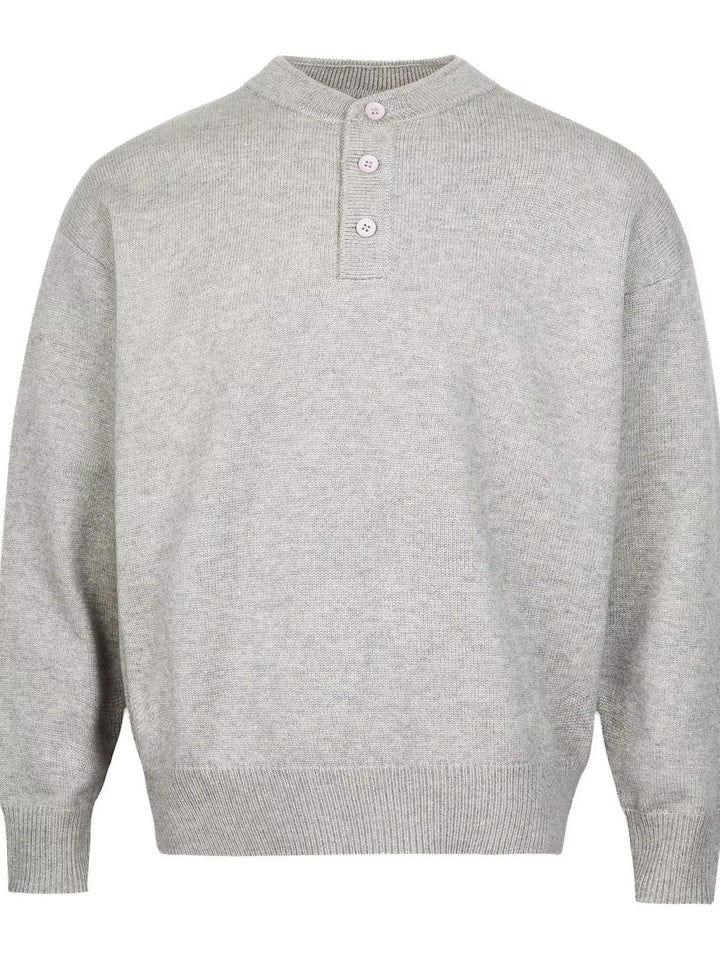 Men's Button Detail Drop Shoulder Sweater