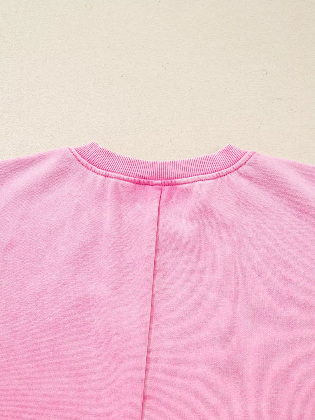 Mineral Wash Crossed Crew Neck Drop Shoulder Loose Sweatshirt