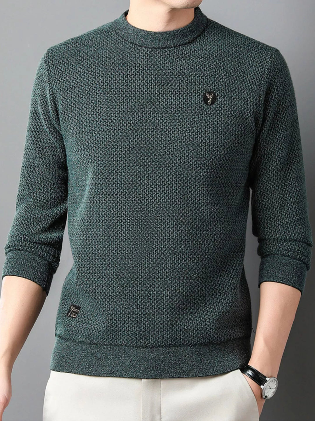 Men's Plus Size Textured Knit Mock Neck Sweater