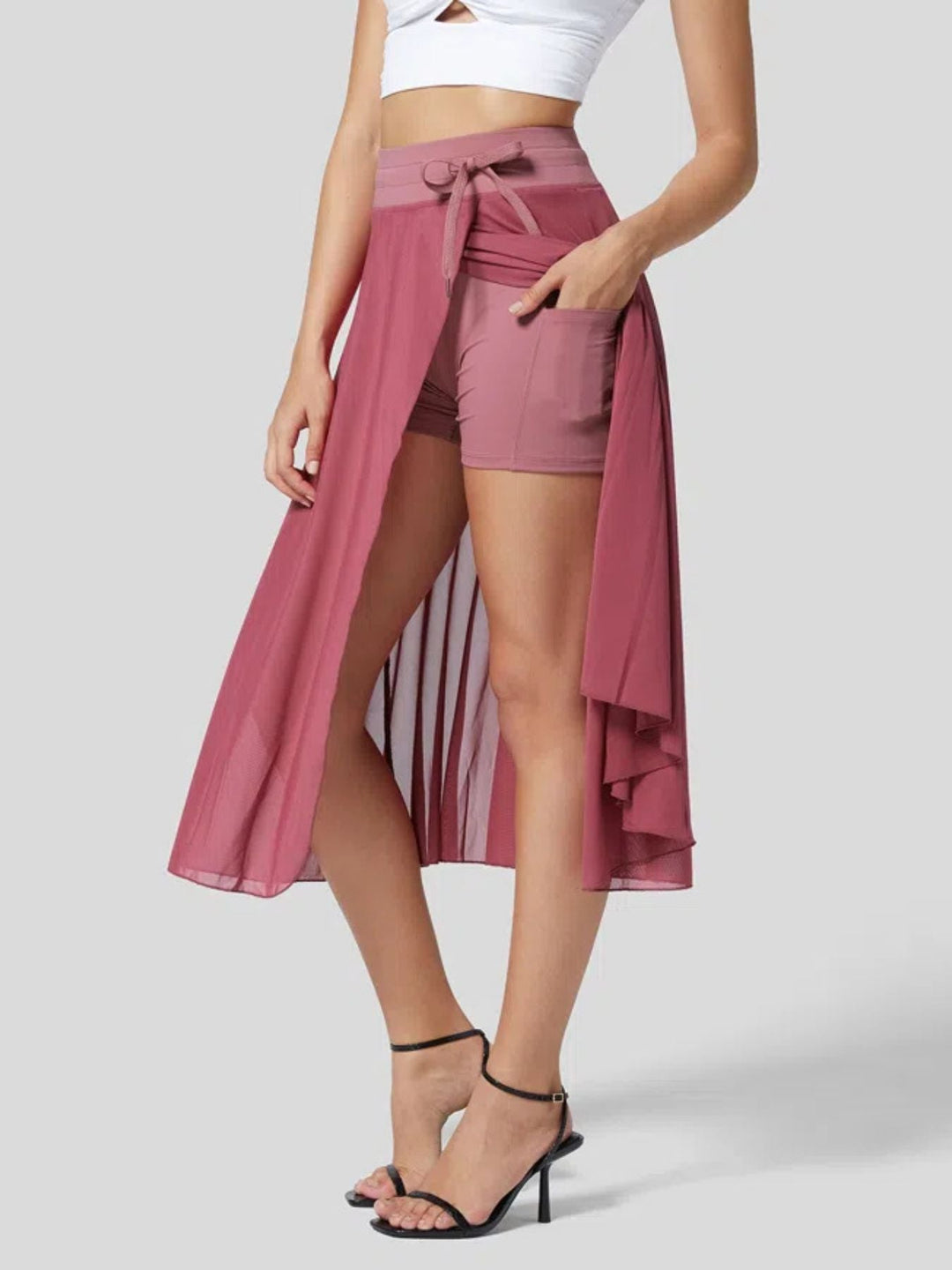 Slit Flowy Skirt with Shorts Liner