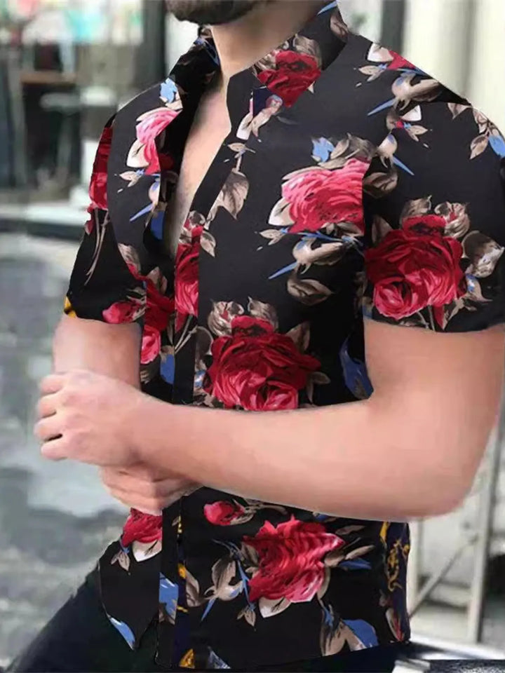 Men's Full Size Printed Short Sleeve Shirt Plus Size