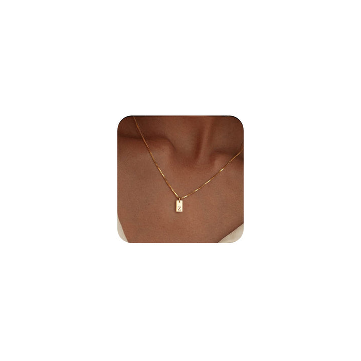 14K Gold Plated Initial Letter Necklace - Personalized Dainty Name Pendant
